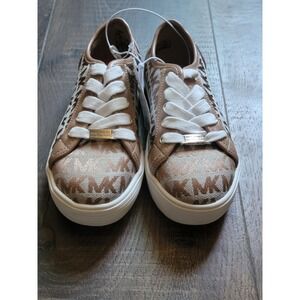 Michael Kors Kids' Girl's Sneakers Size‎ 11 Tan MK Logo Slip On Shoes